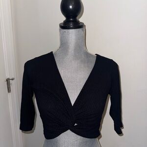 Cropped Black Cross Top